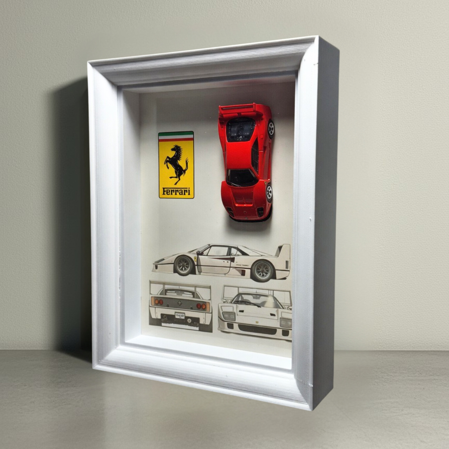 Ferrari F40 - Vitrine avec modèle réduit au 1/64