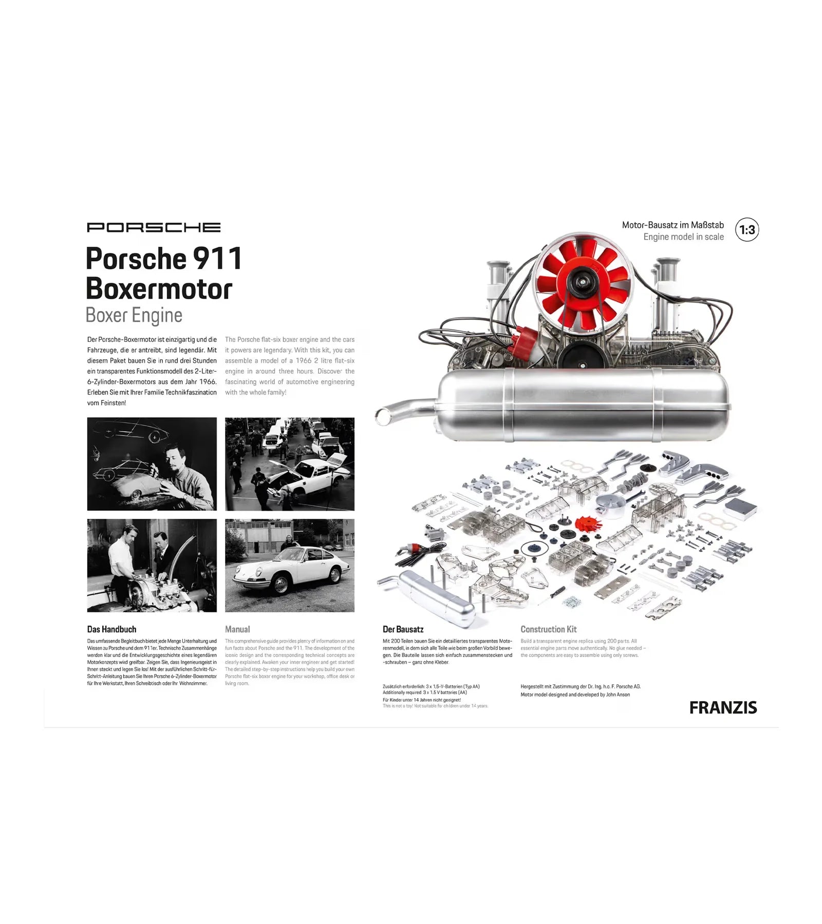 Porsche 911 Boxer - oryginalna karta producenta z opisami (DE/EN)