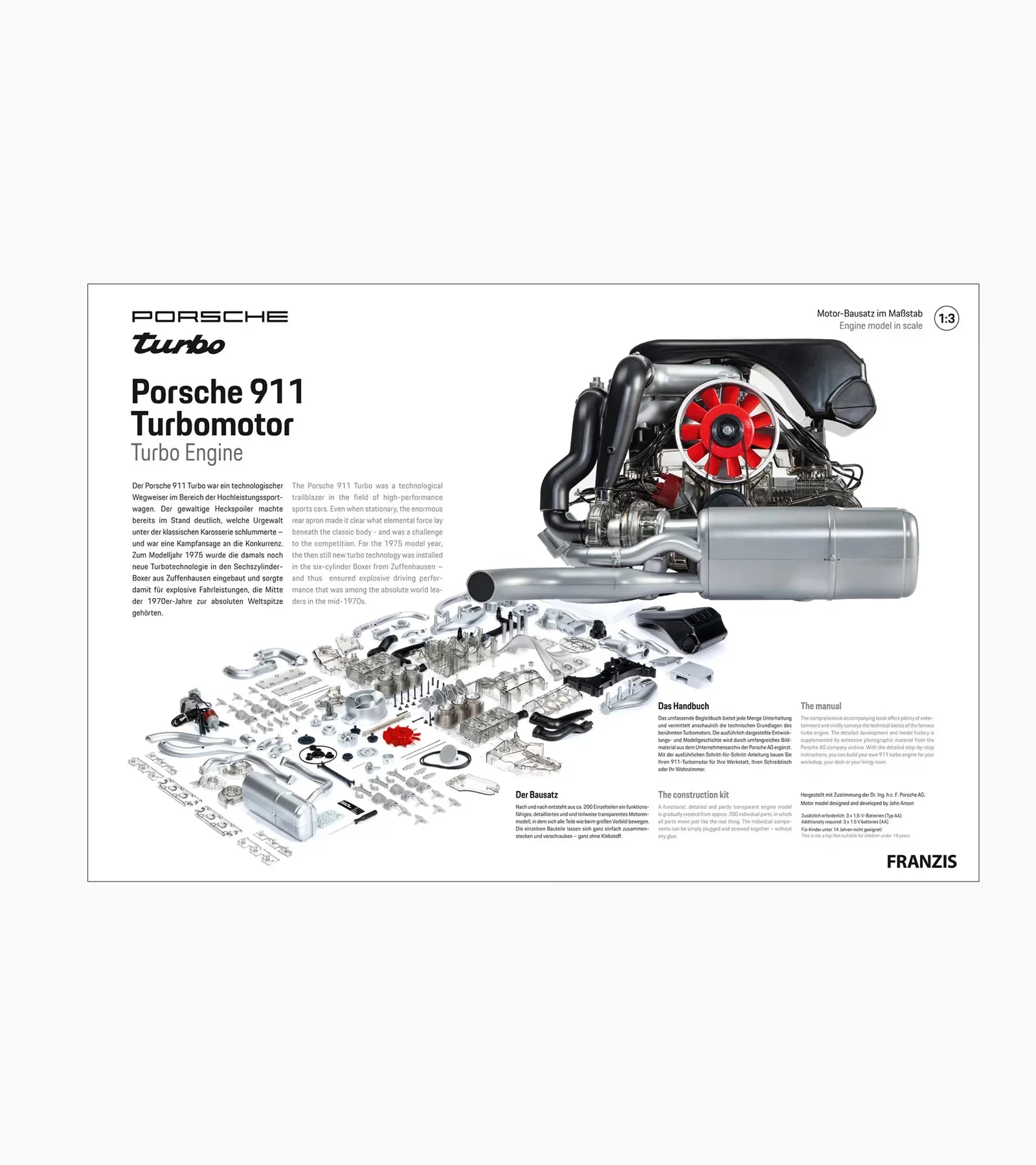 Porsche 911 Turbo - oryginalna karta producenta z opisami (DE/EN)